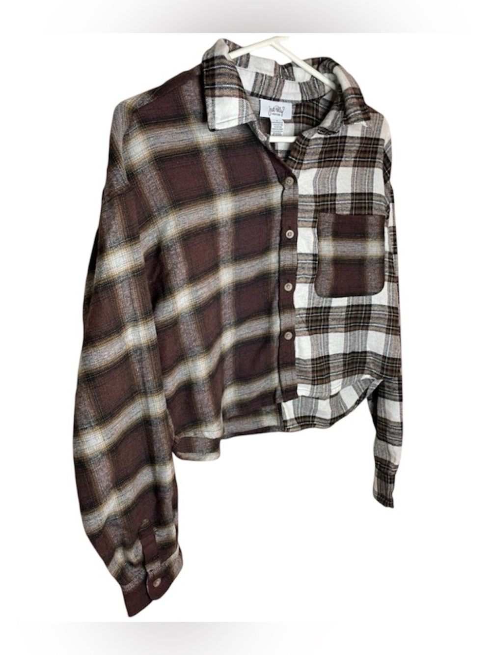 Just Polly Reworked Flannel Crop Top - Picture 3 of 8